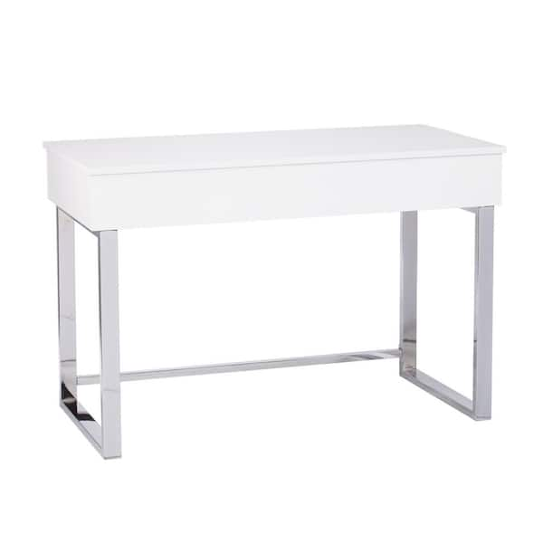 Free Shipping on 47 Modern Rectangular White Writing Desk Metal Base  Wooden Home Office Desk with Drawer｜Homary