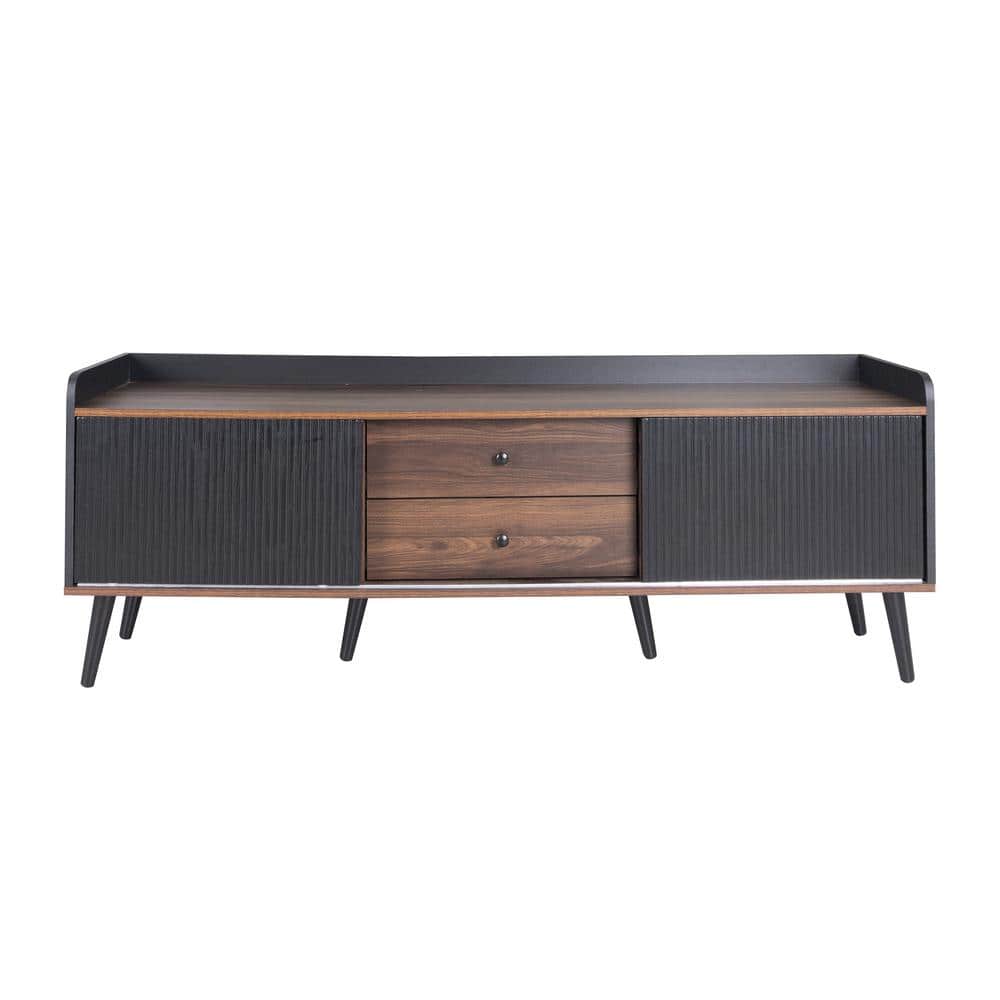 63 in. W x 15.75 in. D x 22.83 in. H Black Linen Cabinet with 2 Cabinet, Op