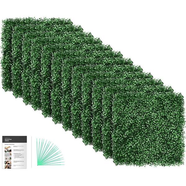 20 in. x 20 in. Faux Green Wall Decor Garden Fence (Pack of 12