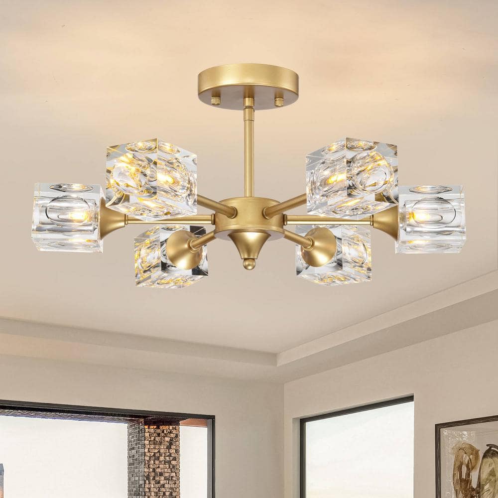6-Light Gold Chandelier for Living room Dining Room Bedroom with G9 Bulb No