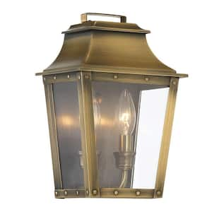 Coventry Collection 2-Light Aged Brass Outdoor Wall Lantern Sconce