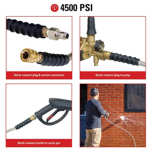 5/16-in Hot Water Wire-Braided Black Hose, 4200 psi, Quick-Connect