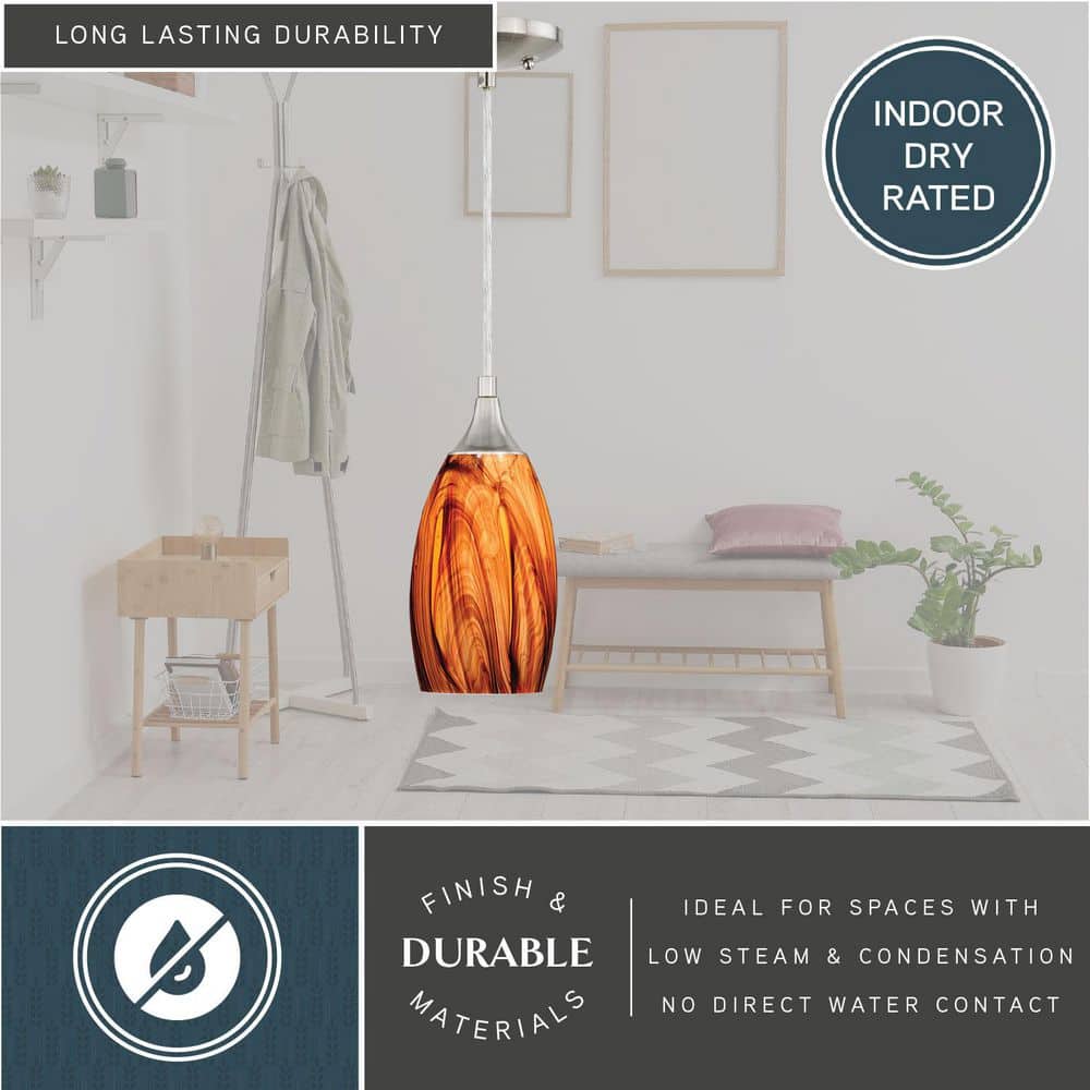 Milano Satin Nickel Mini Pendant with Hand-Blown Glass