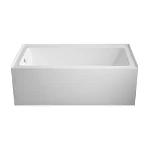 60 in. x 32 in. Acrylic Alcove Skirt Soaking Bathtub with Left Overflow and Drain in Pure White