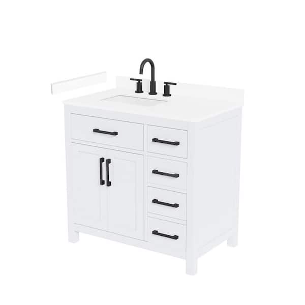 Beckett 36 in. Single Freestanding White Bath Vanity with White Cultured Marble Top