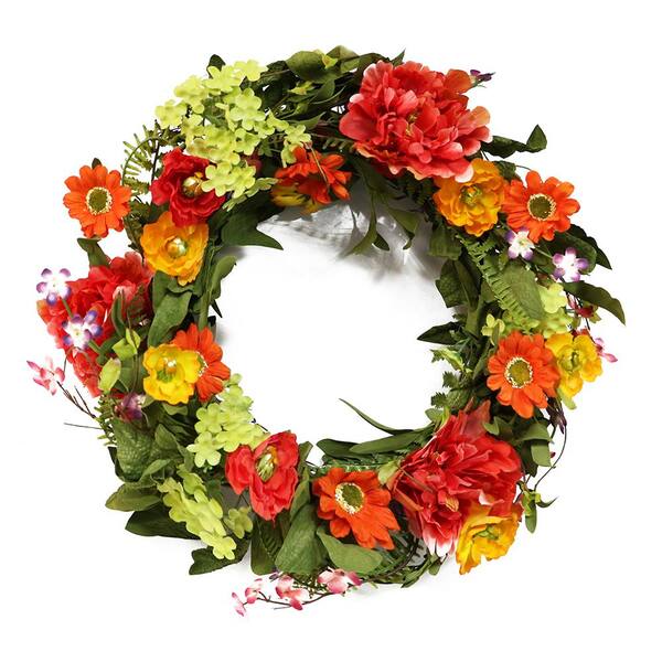 Puleo International 22 in. Wreath with Peony and Chrysanthemum Wreath