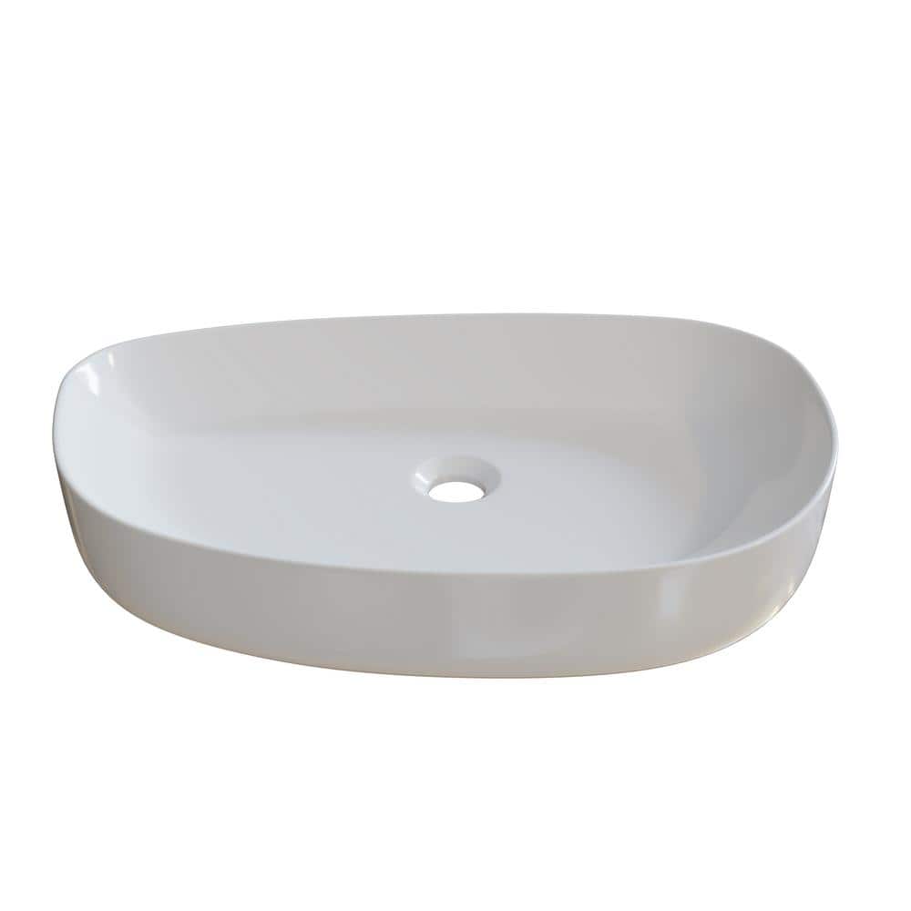 Gloss White Ceramic Above-Counter Vessel Sink