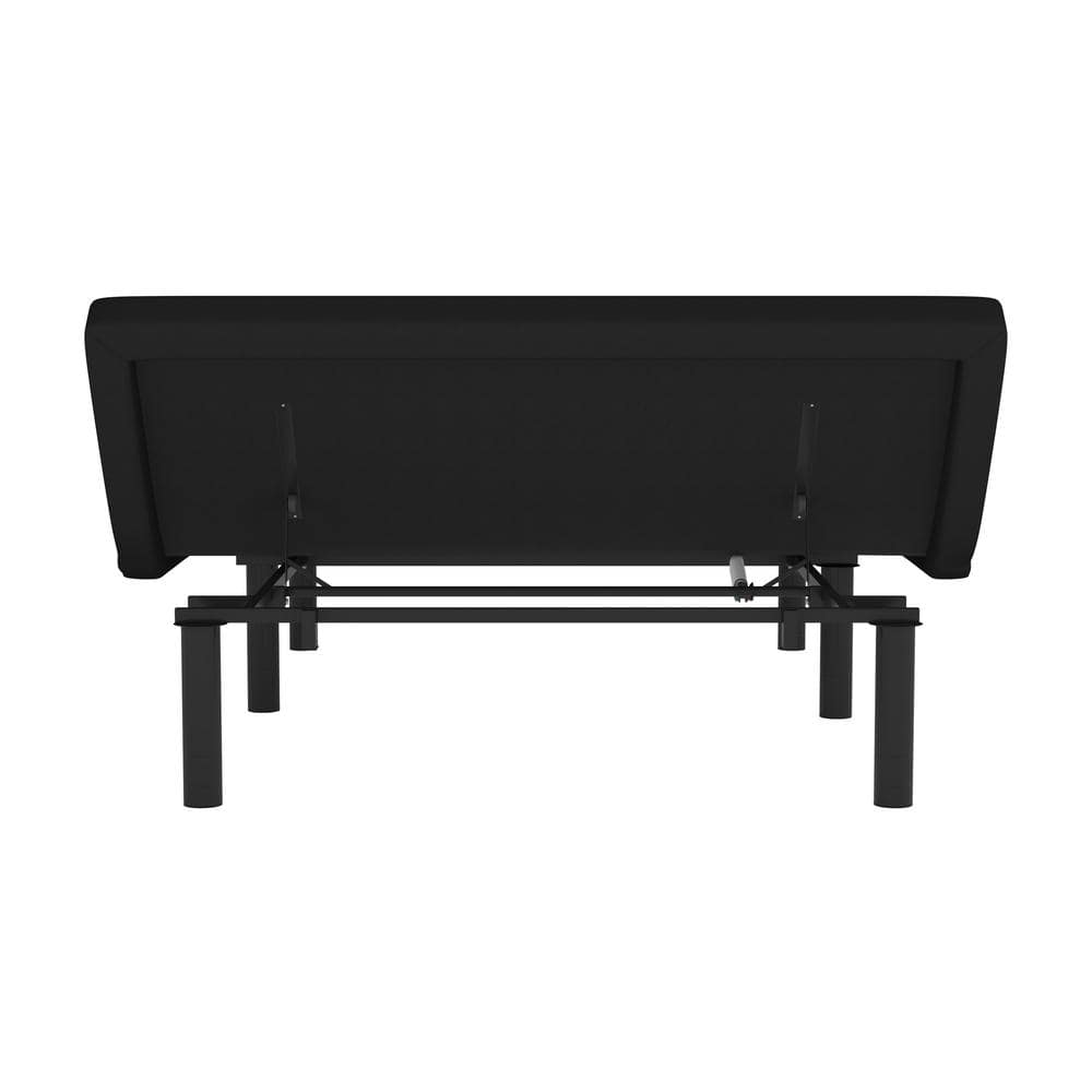 Black Adjustable Upholstered Queen Metal Bed Frame
