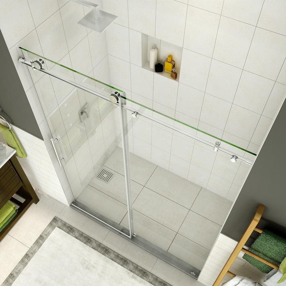 Coraline 75" Stainless Steel Frameless Sliding Shower Door