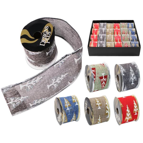 Unbranded 2.5 in. x 9 ft. 5 Assorted Wire Edge Xmas Ribbon (24-Pack)