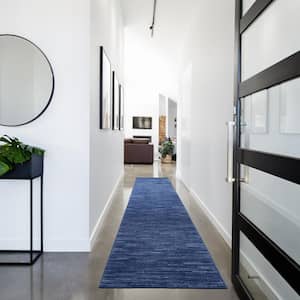 Essentials 2 ft. x 16 ft. Navy Blue Solid Contemporary Kitchen Runner Indoor/Outdoor Area Rug