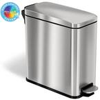 3 Gal. SoftStep Slim Bathroom Step Trash Can with AbsorbX Odor Filter and Removable Inner Bucket, Stainless Steel