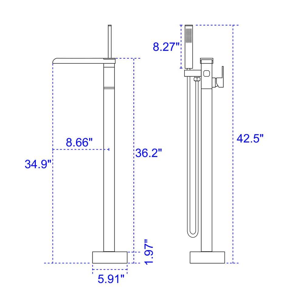 Brushed Gold Freestanding Tub Faucet with Handheld Shower