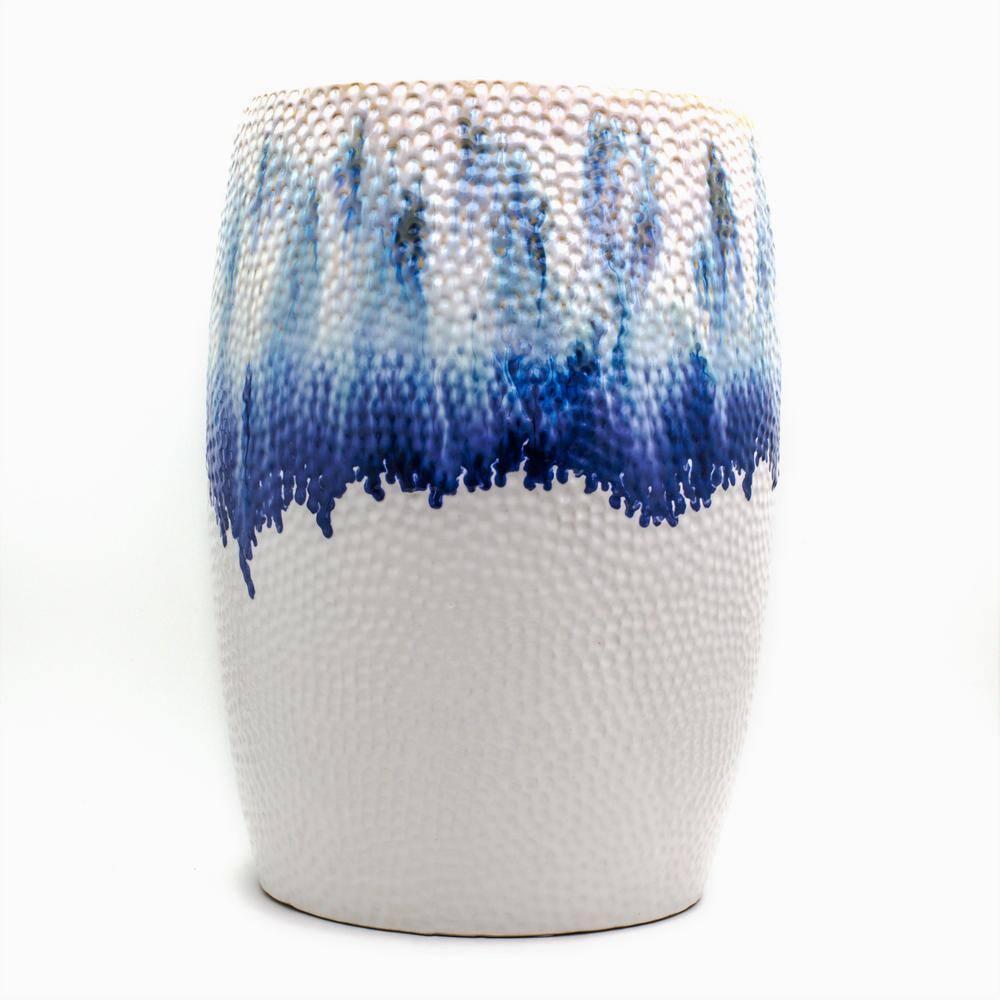 Fusion Ombre Drip Ceramic Drum Stool 32018 The Home Depot