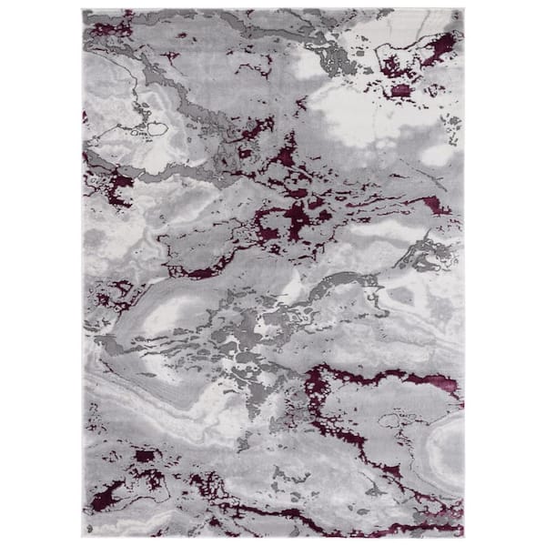 SAFAVIEH Craft Gray/Red Doormat 3 ft. x 5 ft. Marbled Abstract Area Rug