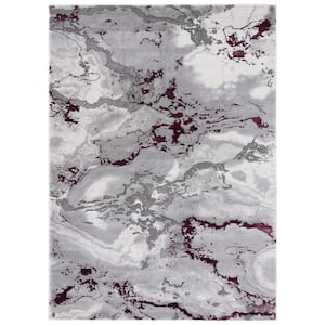 Craft Gray/Red 4 ft. x 6 ft. Marbled Abstract Area Rug