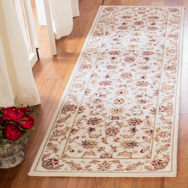 Chelsea Ivory 3 ft. x 10 ft. Floral Speckled Border Runner Rug