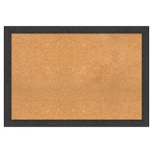 Rustic Plank Espresso Narrow Natural Corkboard 39 in. x 27 in. Bulletin Board Memo Board