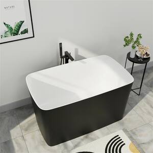 Freestanding 47 in. Acrylic Flatbottom Modern Stand Alone Non-Whirlpool Bathtub Soaking Bathtub in Matte Black