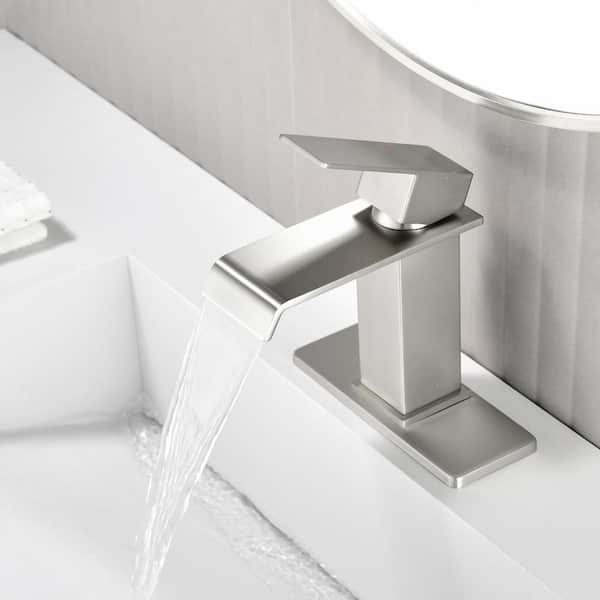 Ami Mid Arc Single Handle Single-Hole Bathroom Faucet 1.2 GPM With Drain in Brushed Nickel