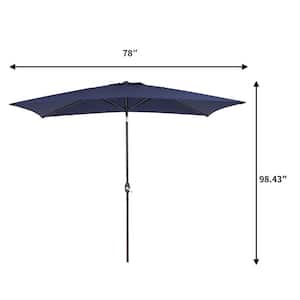 10 ft. x 6.5 ft. Rectangular Market Patio Umbrella with Push Button Tilt and Crank Lift in Navy