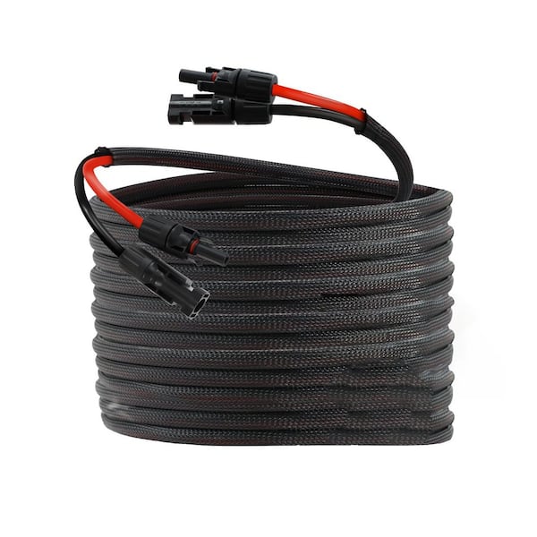 10AWG 10FT Twin Wire Solar Extension Cable 6sq. mm Solar Panel Connector with 4 Pairs IP67 Male/Female for Outdoor Use