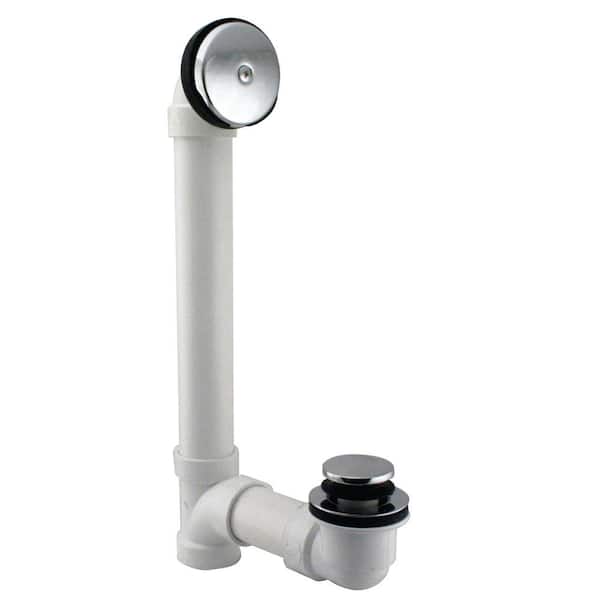 Westbrass 1-1/2 in. x 12 in. Bath Waste & Overflow with One-Hole Faceplate and Tip-Toe Drain - Sch. 40 PVC, Polished Chrome