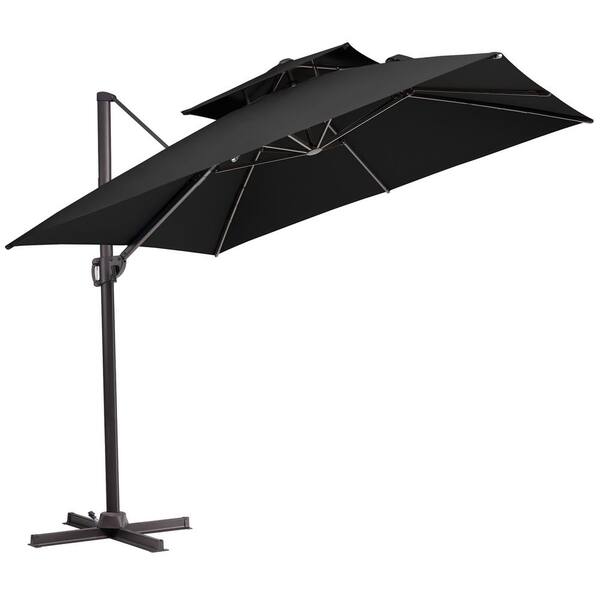 Crestlive Products 10 Ft X 10 Ft Double Top Cantilever Patio Umbrella In Black Cl Pu055blk 