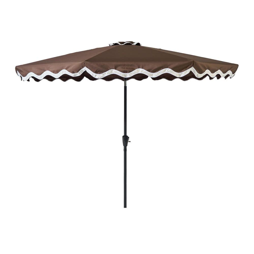 MIROY 10 ft. Outdoor Solar LED Lighted Patio Umbrella Steel Frame Hand Crank Lift in Dark Brown (No Base) price history on PriceWatchPro