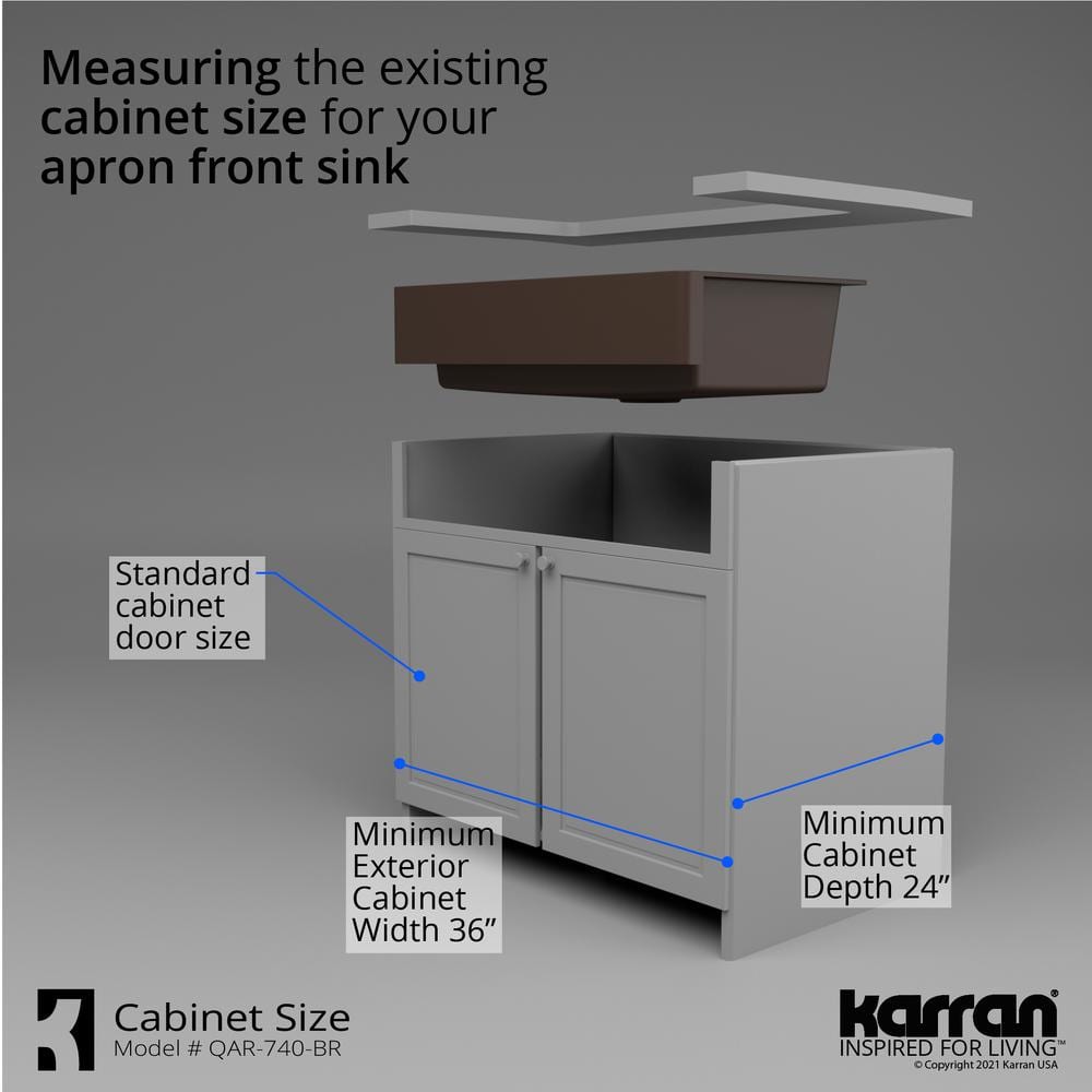 Karran Brown Quartz 34'' Single Bowl Farmhouse Kitchen Sink Kit