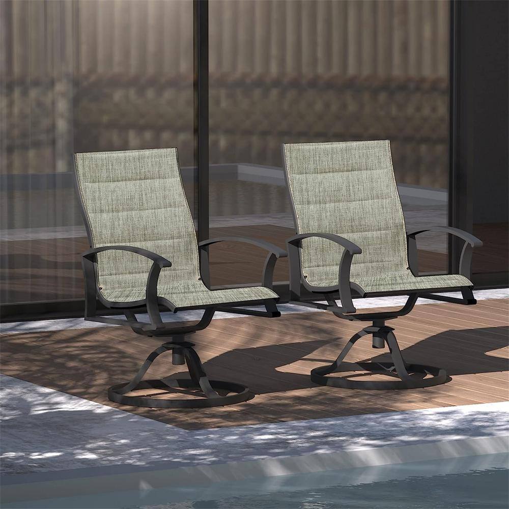 Black Swivel Textilene Mesh Fabric Outdoor Dining Chair for Outside