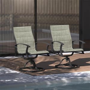 Black Swivel Textilene Mesh Fabric Outdoor Dining Chair for Outside Porch Balcony Garden Backyard Set of 2