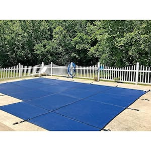 20 ft. x 40 ft. Rectangle Blue Mesh In-Ground Safety Pool Cover for Right End Step, ASTM Certified