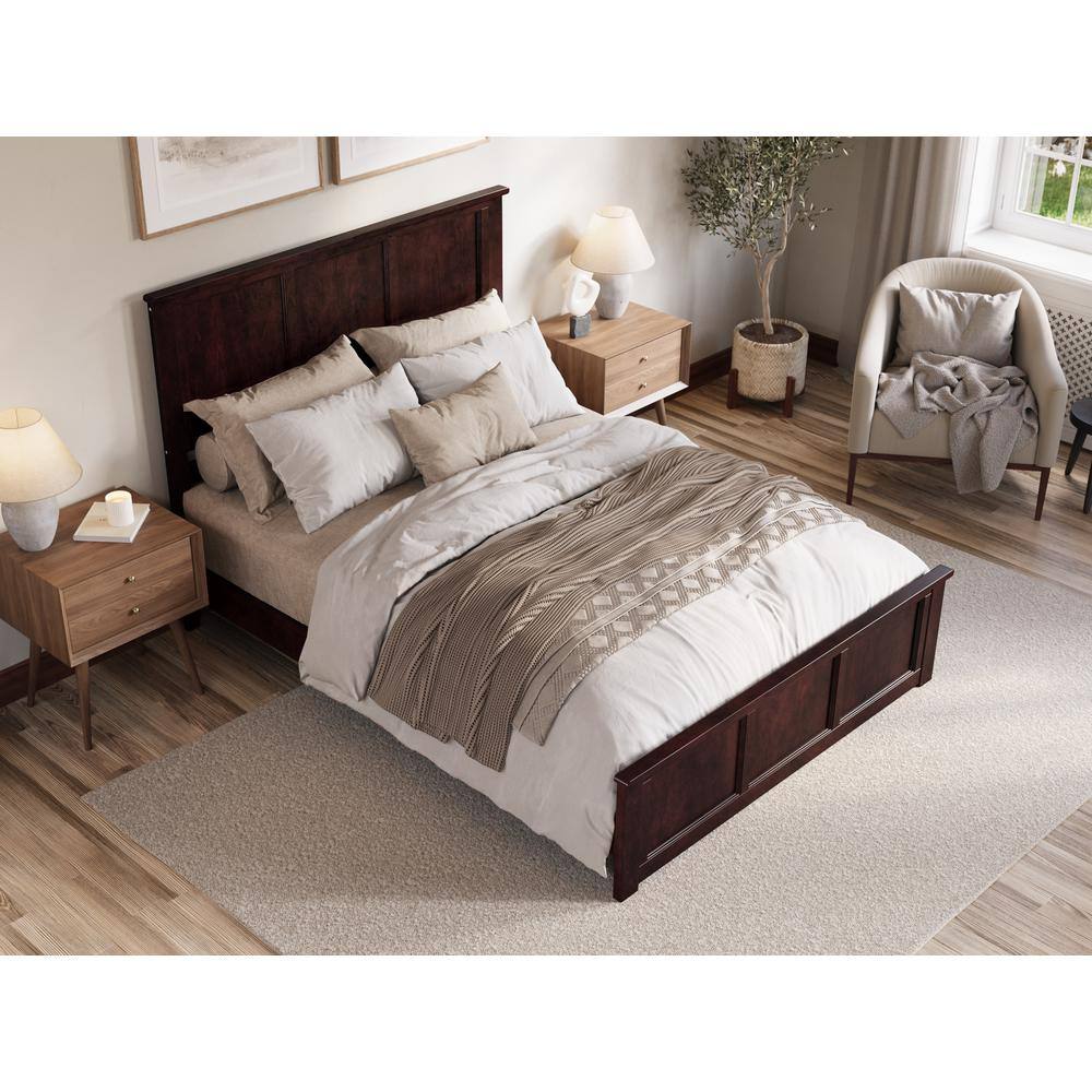 Charlotte Espresso Queen Solid Wood Platform Bed with Headboard