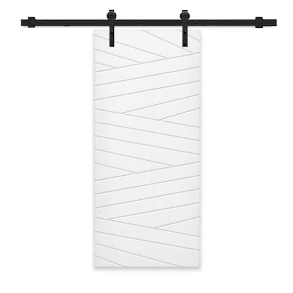 CALHOME 24 in. x 80 in. White Painted Composite MDF Paneled Interior Sliding Barn Door with Hardware Kit