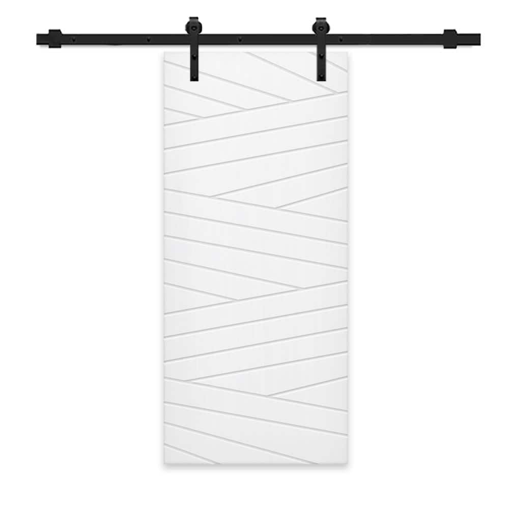 30 in. x 84 in. White Painted Composite MDF Paneled Interior Sliding Barn Door with Hardware Kit price history on PriceWatchPro