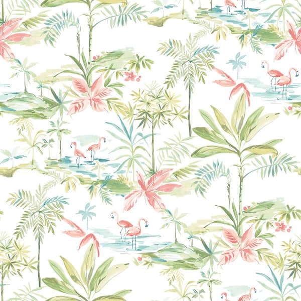 Chesapeake Lagoon Green Watercolor Green Wallpaper Sample
