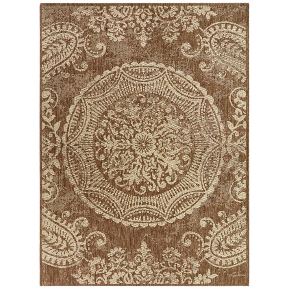 BALTA Ashburton Brown 5 ft. 3 in. x 7 ft. Medallion Indoor/Outdoor Area ...