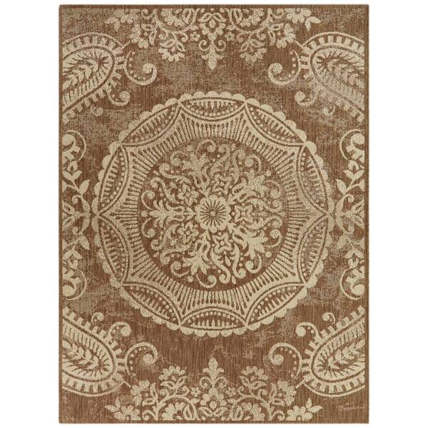 BALTA Ashburton Brown 5 ft. 3 in. x 7 ft. Medallion Indoor/Outdoor Area Rug