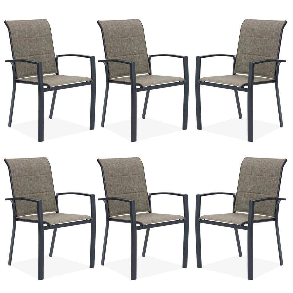 DIFY Black Frame All-Weather Stackable Metal Outdoor Patio Chairs with ...