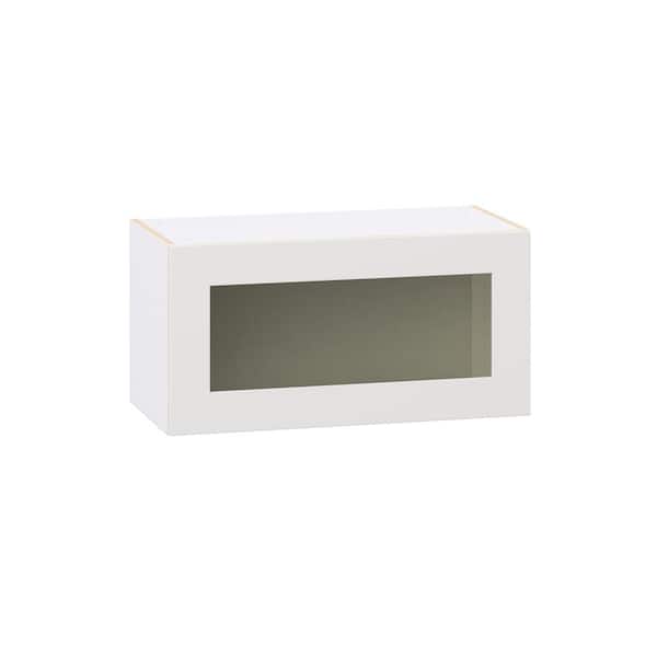 Roseland 30 in. W x 14 in. D x 15 in. H Assembled Shaker Wall Bridge Kitchen Cabinet in Warm White with Glass Door