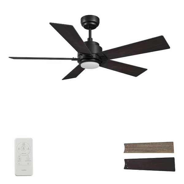 CARRO Aspen 56 in. Dimmable LED Indoor/Outdoor Black Smart Ceiling Fan with Light and Remote, Works with Alexa/Google Home