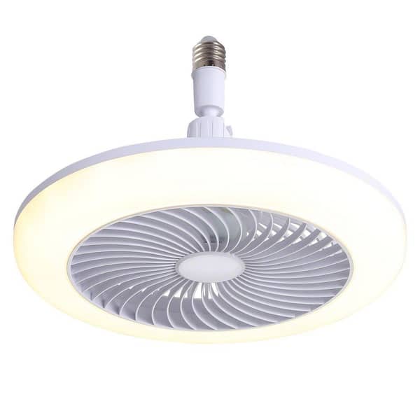 Mini 0.92 ft. White Ceiling Fan Light 3 Speeds 3 Light Color Dimming and Timing for Room Kitchen, Enclosed Socket E26