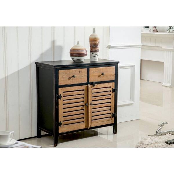 Worldwide Homefurnishings Rustic Pine and Black Storage Cabinet