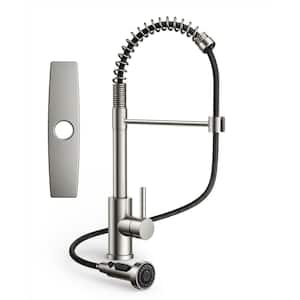 Single Handle Pull Down Sprayer Kitchen Faucet with Advanced Spray Gooseneck Pull Out Spray Wand in Brushed Nickel