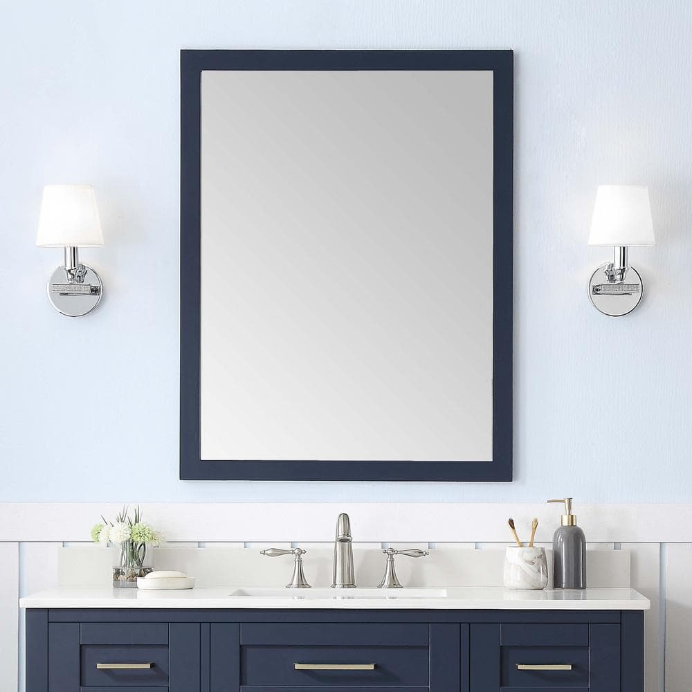 Midnight Blue Rectangular Wood Wall Mirror