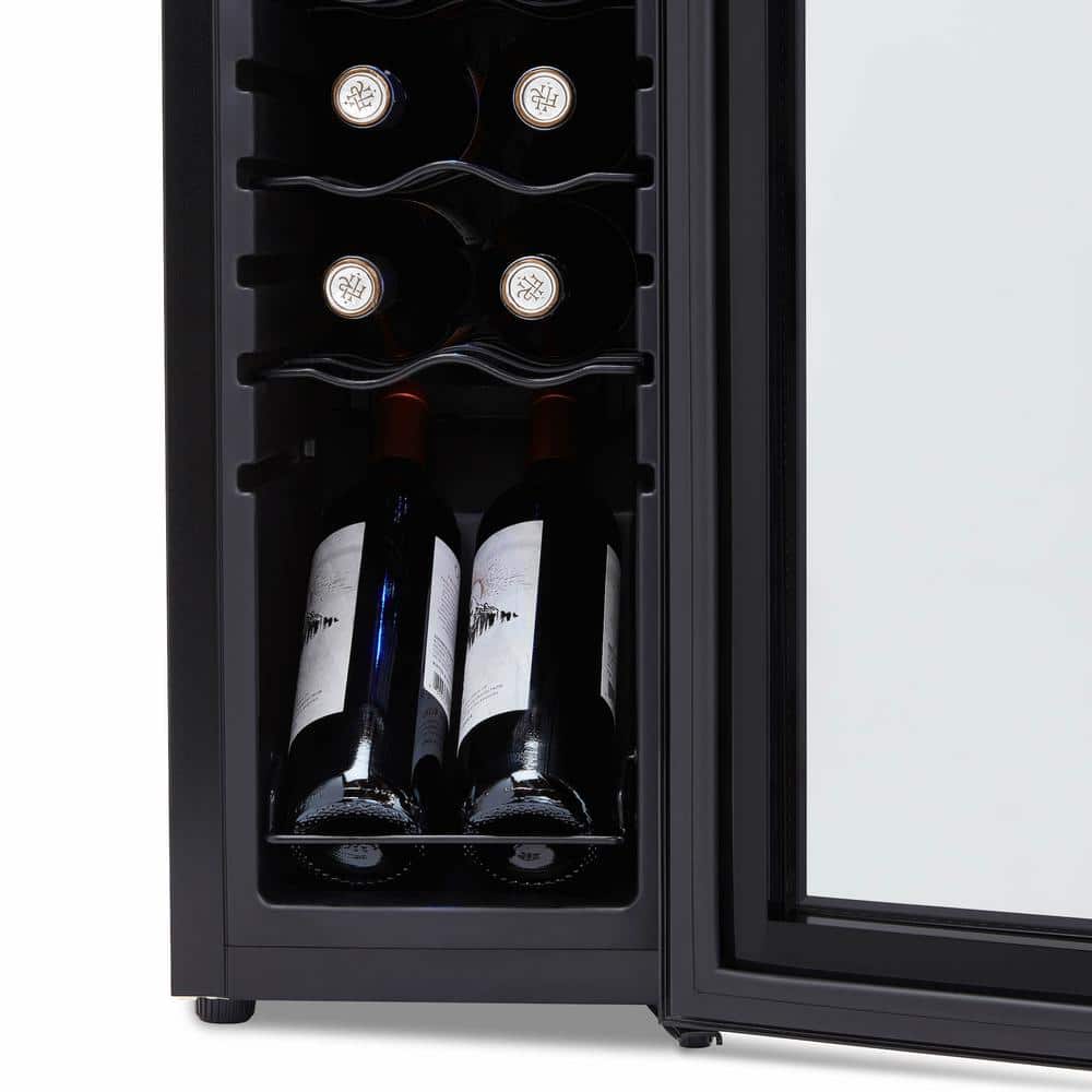 Newair Black Mirrored Glass Freestanding Wine Refrigerator