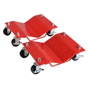 2-Pieces heavy-duty Tire Wheel Dolly, Skate Auto Repair Dollies, Vehicle Moving Dolly, 3000 lbs., Red
