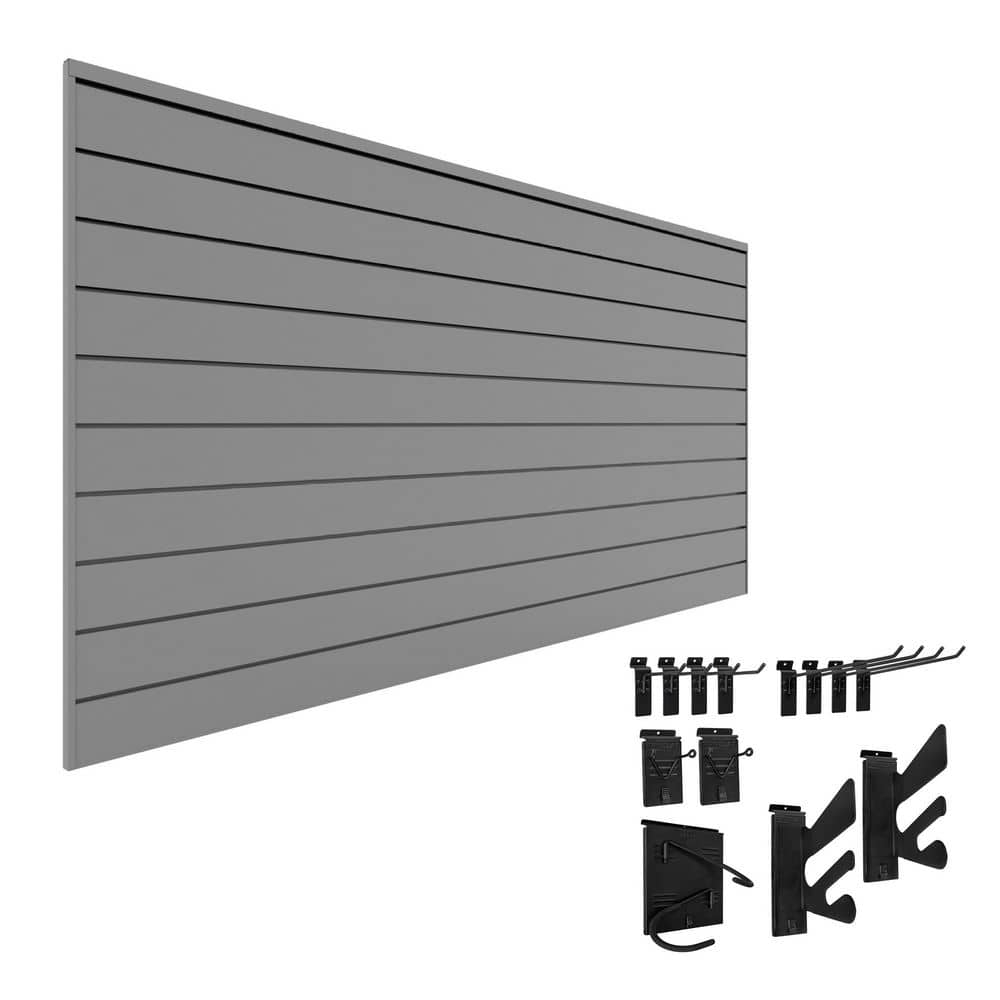 48 in. H x 96 in. W PVC Slatwall Kit with Sports Bundle in Light Gray (12-Piece) price history on PriceWatchPro