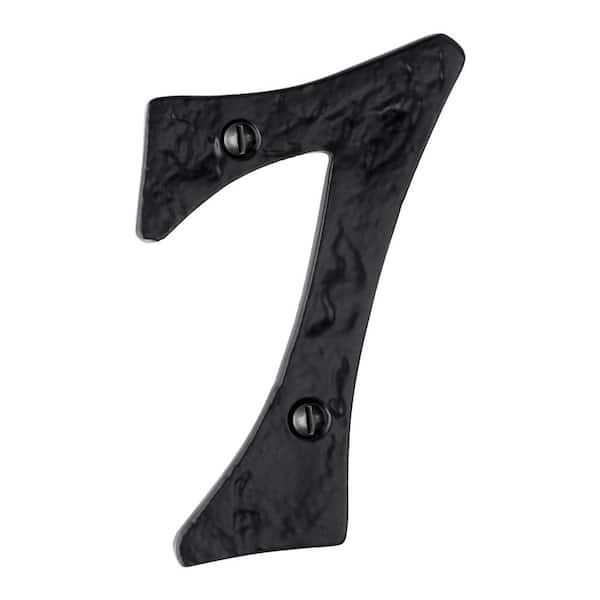 Mascot Hardware Hammered 4 in. Black House Number 7